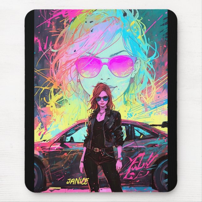 Tapis De Souris Chic tendance Abstrait Anime Female Race Driver (Devant)
