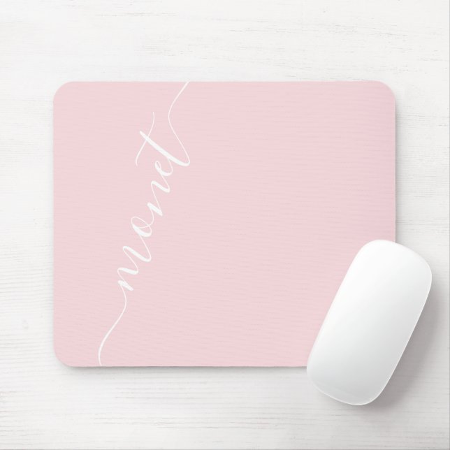 Tapis De Souris Chic tendance manuscrit Nom de script rose (Avec souris)