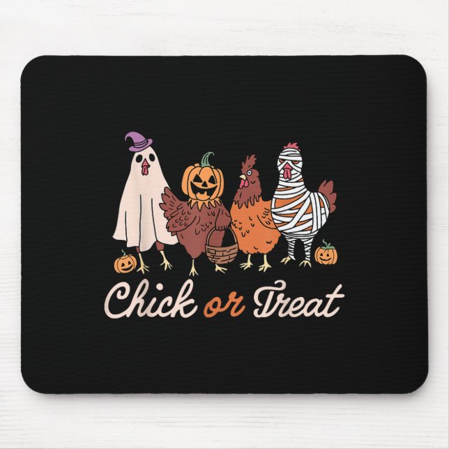 Tapis De Souris Chick Or Treat Halloween Witch Soky Chicken  (Devant)