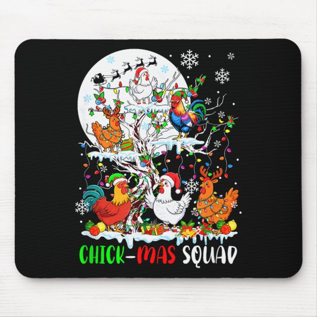 Tapis De Souris Chick Squad Xmas Group Santa Elf Chickens On Tree  (Devant)