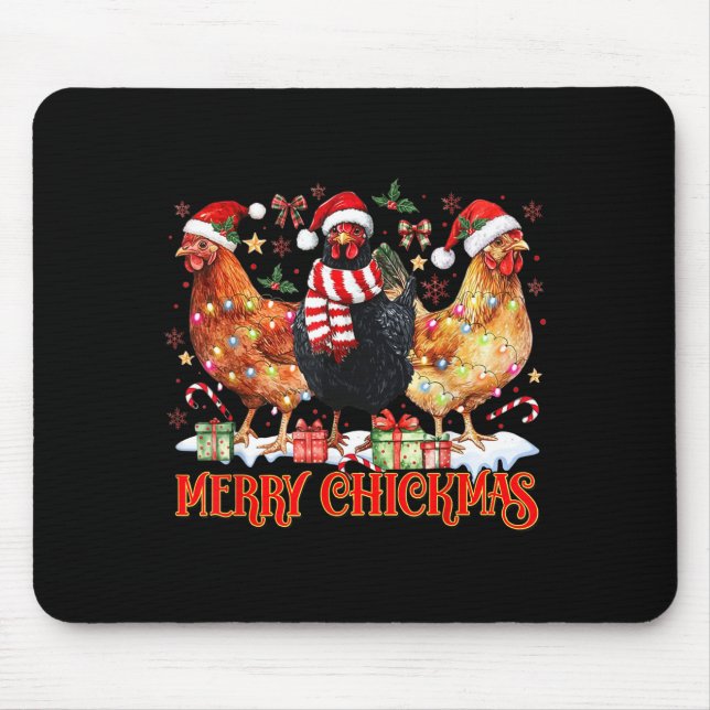 Tapis De Souris Chicken Christmas Merry Chickmas Santa Claus Hat F (Devant)