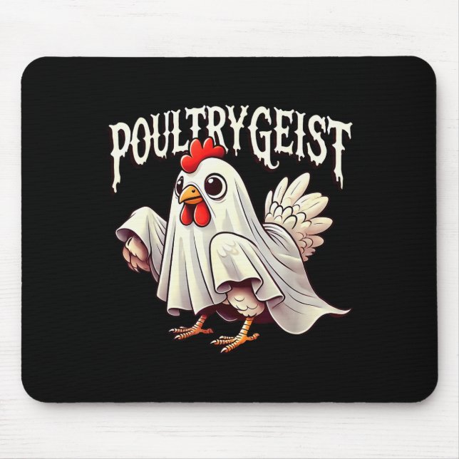 Tapis De Souris Chicken Ghost Ultrygeist Funny Halloween Farmer  (Devant)