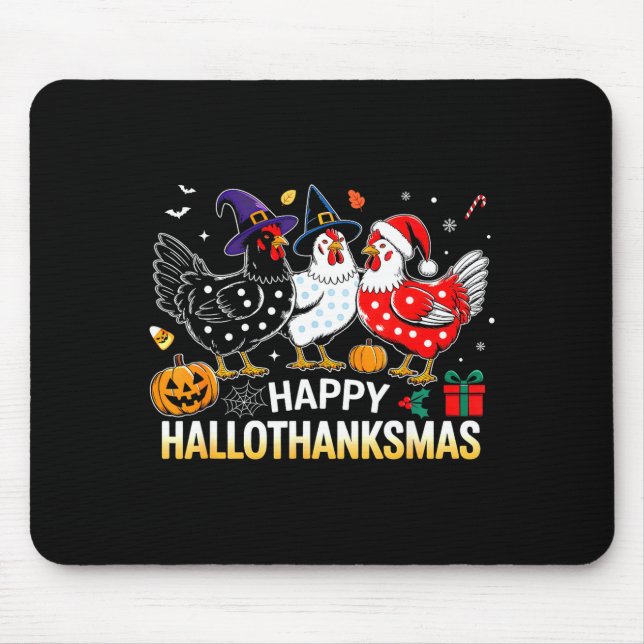 Tapis De Souris Chicken Halloween Thanksgiving Funny Happy Halloth (Devant)