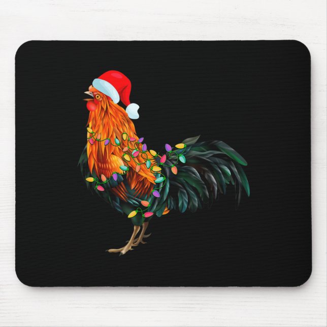 Tapis De Souris Chicken Santa Christmas Tree Funny Chicken Lover C (Devant)