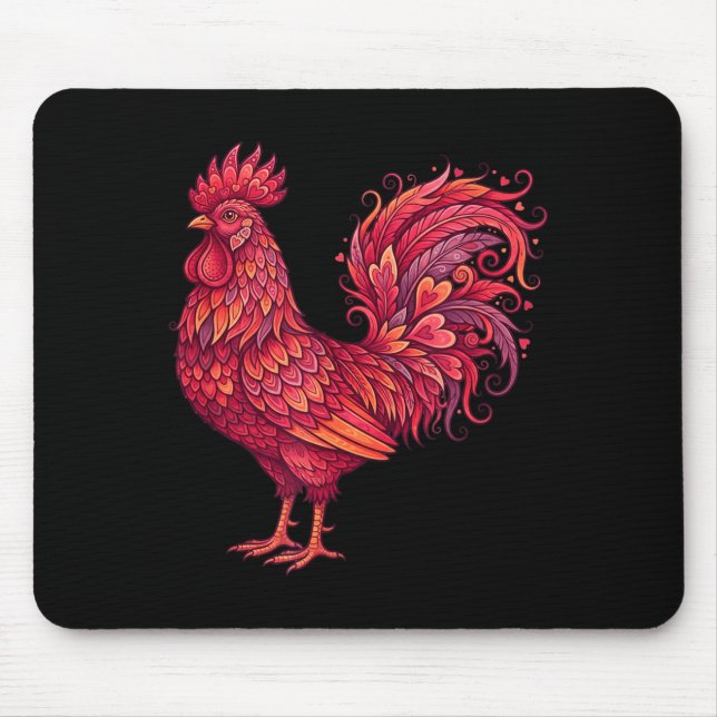 Tapis De Souris Chicken Valentines Day Heart For Farmers Cute Chic (Devant)