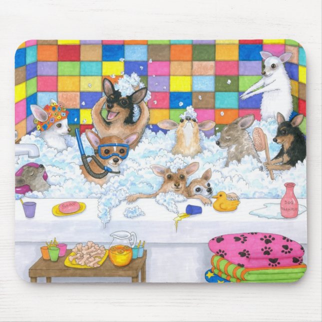 Tapis De Souris Chien 121 Chihuahua dans le bain Mousepad (Devant)