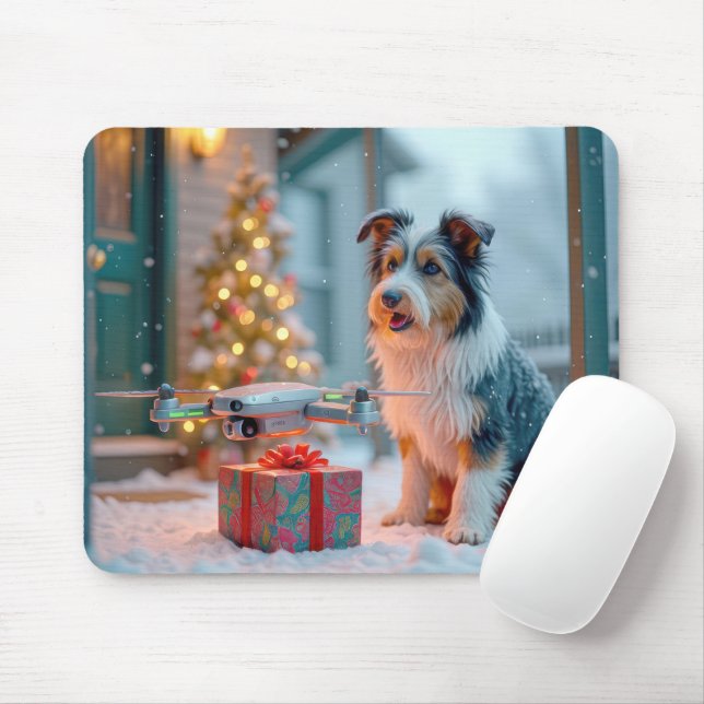 Tapis De Souris Chien avec drone et cadeau de vacances (Avec souris)