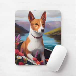 Tapis De Souris Chien Basenji sur une pagaie : Une aventure pittor