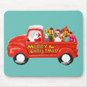 Tapis De Souris Chien beagle dans la livraison de Noël Camion