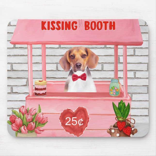 Tapis De Souris Chien beagle Valentine's Day Kissing Booth (Devant)
