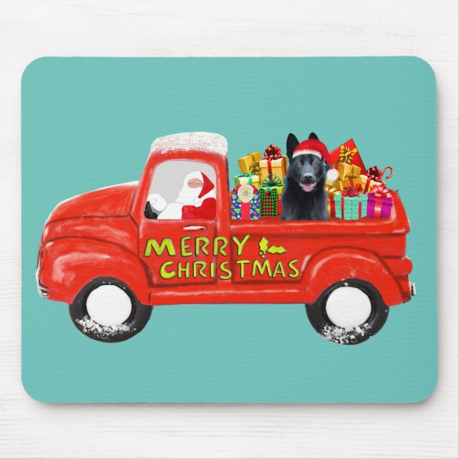 Tapis De Souris Chien berger allemand dans la livraison de Noël Ca (Devant)