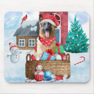 Tapis De Souris Chien berger allemand dans la neige Maison de chie