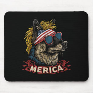 Tapis De Souris Chien berger allemand - Drôle du 4 juillet américa