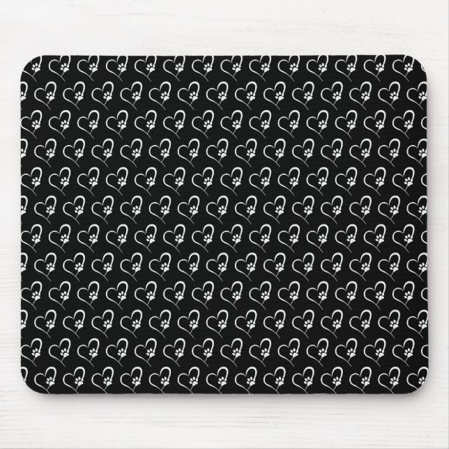 Tapis De Souris chien blanc empreinte de patte à coeur (Devant)