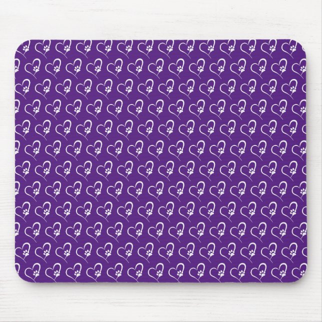 Tapis De Souris chien blanc empreinte de patte à coeur (Devant)