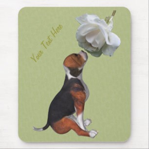 Tapis De Souris Chien blanc rose beagle Chien blanc Mousepad