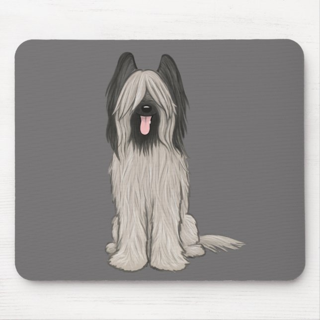 Tapis De Souris Chien caricaturé mignon Briard (Devant)