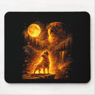 Tapis De Souris Chien Clair de Lune Vintage Drôle Pug Hurle à La