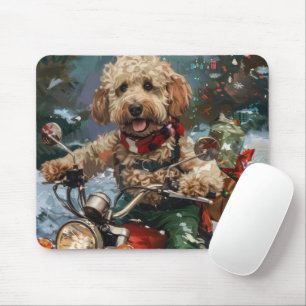 Tapis De Souris Chien Cockapoo à moto Noël