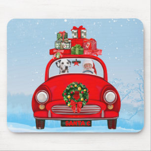 Tapis De Souris Chien Dalmatien En Voiture Avec Le Père Noël