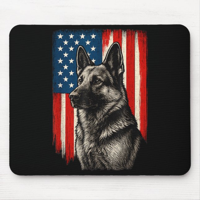 Tapis De Souris Chien de berger allemand patriotique drapeau améri (Devant)