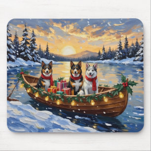 Tapis De Souris Chien de Bétail Australien Bateau de Noël de Fêtes