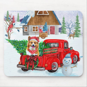 Tapis De Souris Chien de Corgi dans la livraison de Noël Camion ne