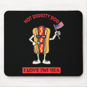 Tapis De Souris Chien de Hot Diggity 4 juillet Patriotique BBQ Piq