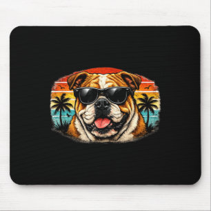Tapis De Souris Chien de race bouledogue cool rétro coucher de sol