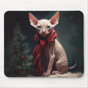 Tapis De Souris Chien de Sphynx à Noël de neige