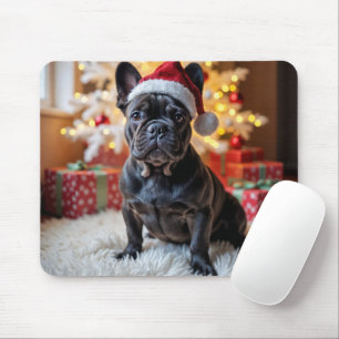 Tapis De Souris Chien de taureau noir de Noël
