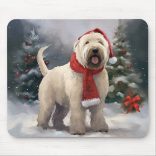 Tapis De Souris Chien de Terrier rouillé en Noël de neige