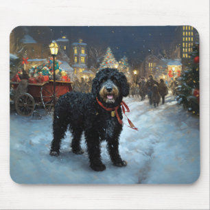 Tapis De Souris Chien d'eau portugais période de fêtes de Noël