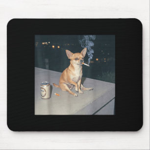 Tapis De Souris Chien drôle fumant cigarette bière meme chihuahua