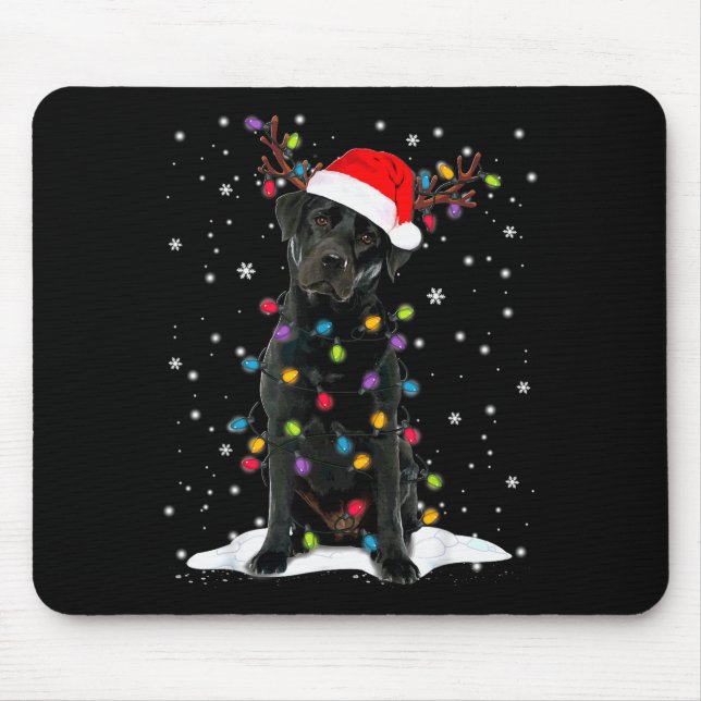 Tapis De Souris Chien en pyjama à lumières de sapin de Noël Labrad (Devant)