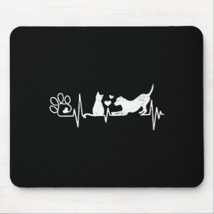 Tapis De Souris Chien et chat vintage rétro battement de coeur drô