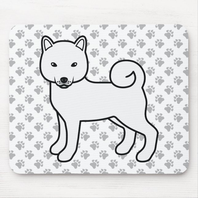 Tapis De Souris Chien et pattes blanc Shiba Inu (Devant)