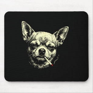 Tapis De Souris Chien fumant une cigarette chihuahua drôle mème dr