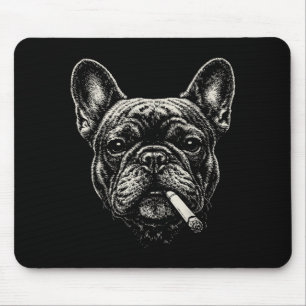 Tapis De Souris Chien fumant une cigarette Mème drôle de bouledogu