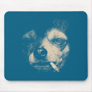 Tapis De Souris Chien fumant une cigarette Mème drôle de Chihuahua