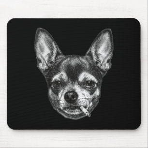 Tapis De Souris Chien fumant une cigarette Mème drôle de Chihuahua