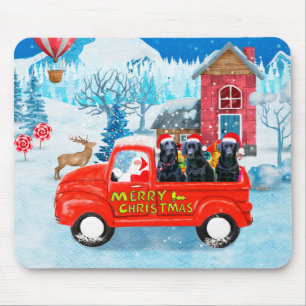 Tapis De Souris Chien Labrador camion de livraison de Noël enneigé