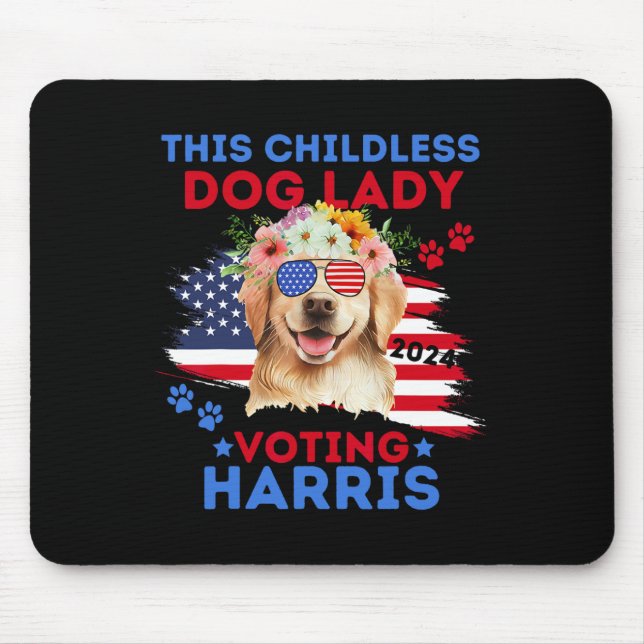 Tapis De Souris Chien Lady Vote Kamala Harris 2024 Golden Retrieve (Devant)