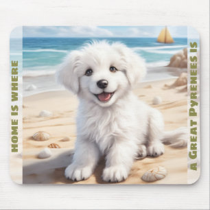 Tapis De Souris Chien mignon Great Pyrenees Chien blanc Nom person