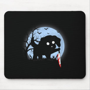 Tapis De Souris Chien noir drôle mignon kawaii effrayant Halloween