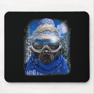 Tapis De Souris Chien noir du Labrador en ski d'hiver
