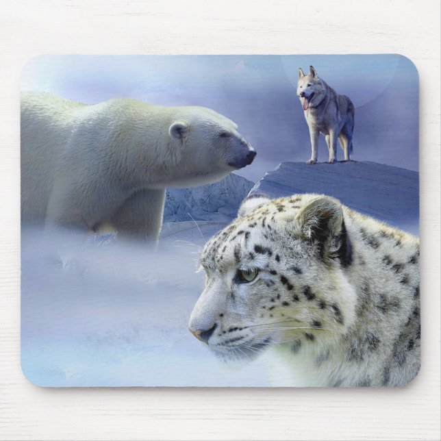 Tapis De Souris Chien, Ours polaire et léopard des neiges (Devant)
