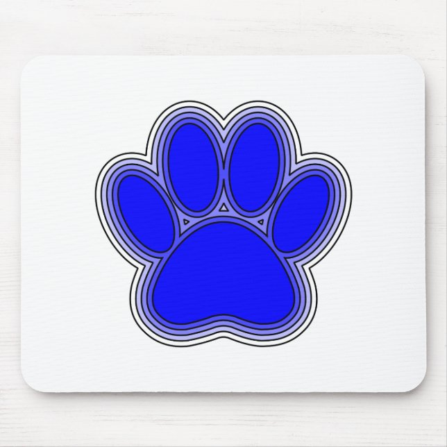 Tapis De Souris Chien Paw En Bleu Avec Contours (Devant)