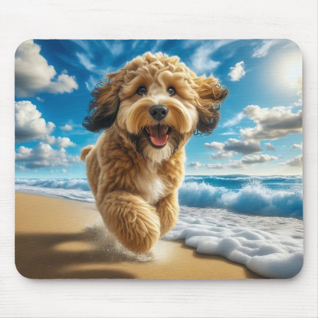 Tapis De Souris Chien sur la plage mousepad (Devant)