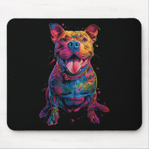 Tapis De Souris Chien Tatouages Pitbull Tatoué Colorful Chien Tato